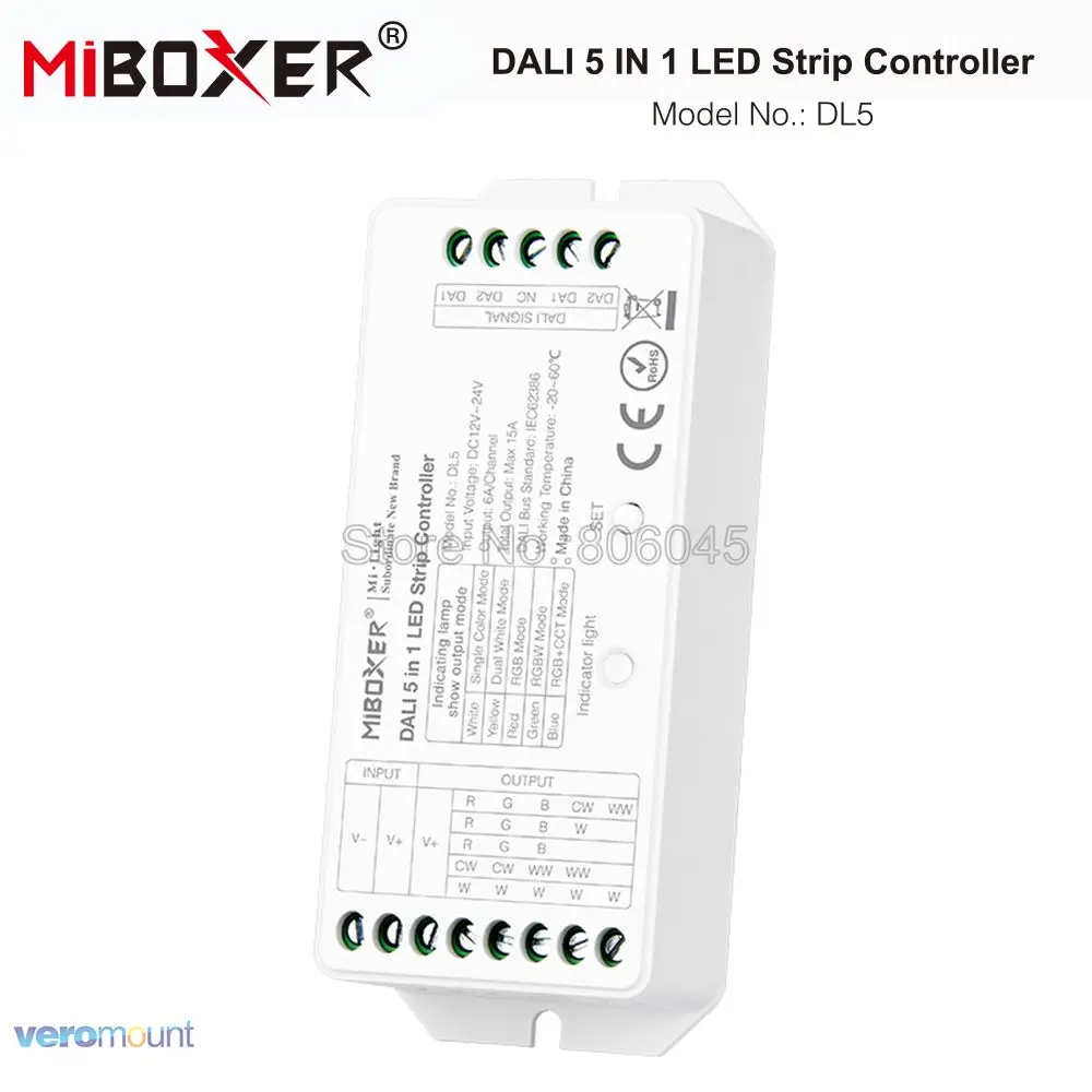 MiBOXER DC12-24V DL5 с цифровым адресным интерфейсом контроллер IEC62386 сигнала 180W/12V 360W/24V 5 в