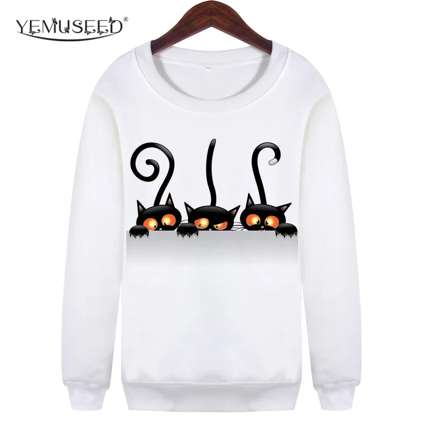 YEMUSEED 2017 Cartoon Printed Kwaii Sweatshirts Women Harajuku Hipster White Hoodies Moletom WMH130 | Женская одежда