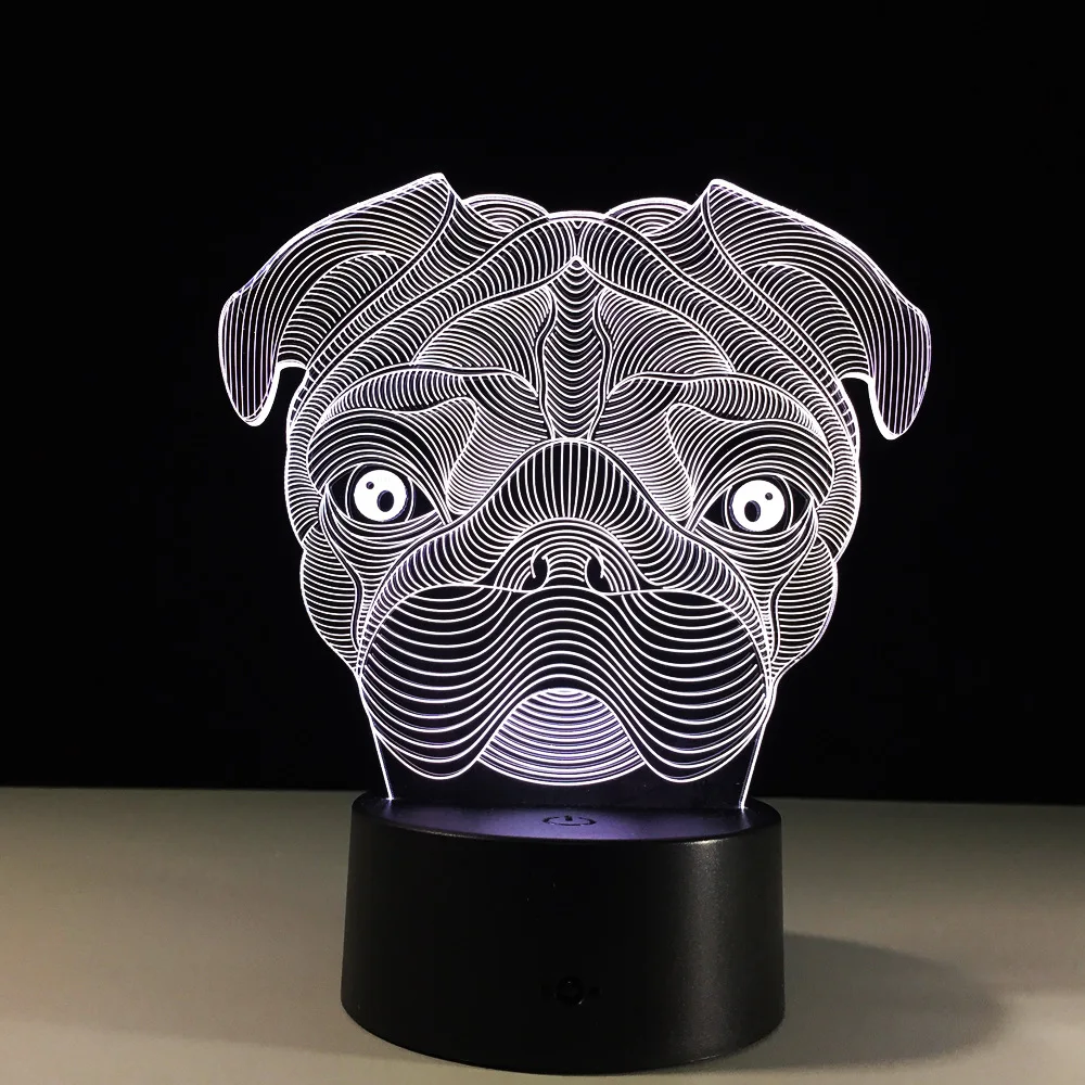 Shar Pei Dog 7 Color Lamp 3d Visual Led Night Lights For Kids Touch Usb Table Lampara Lampe Baby Sleeping Nightlight | Освещение
