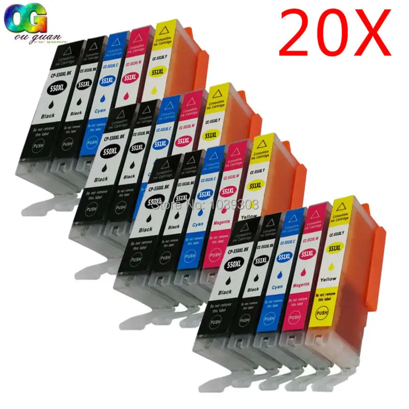 20 шт. совместимые чернильные картриджи Canon 550 551 для iP7250 MG5450 MG6350 MG6450 MG7150 MX925 |