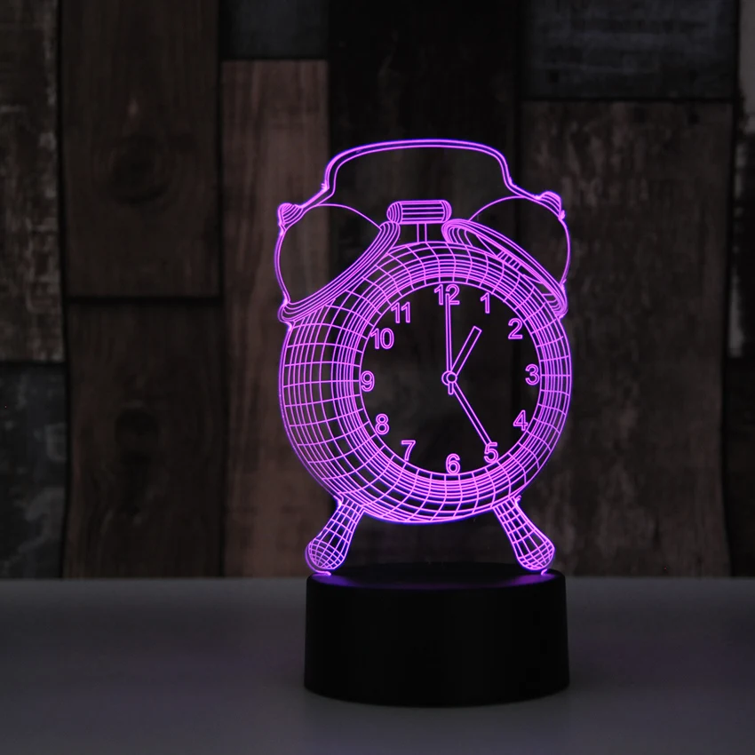 LED Будильник Форма 3D ночник лампа 7 цветов меняющие украшения огни креативные