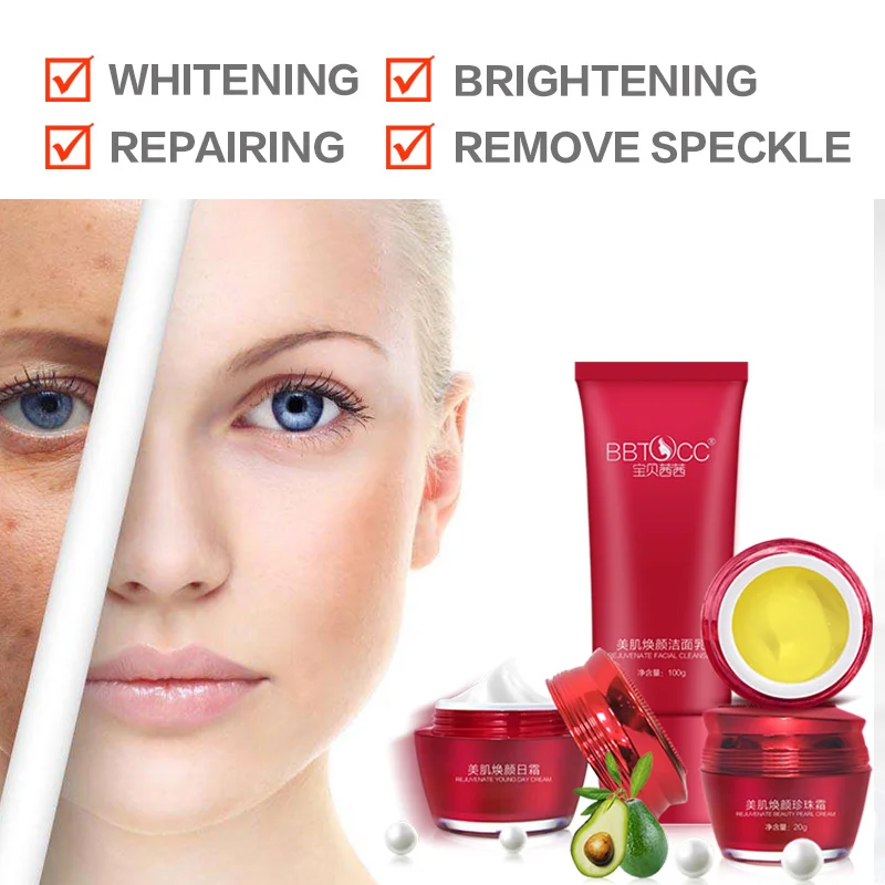 whitening skin cream white beauty dark spots face removing speckle freckle makeup essential  set ABC cream free whitening