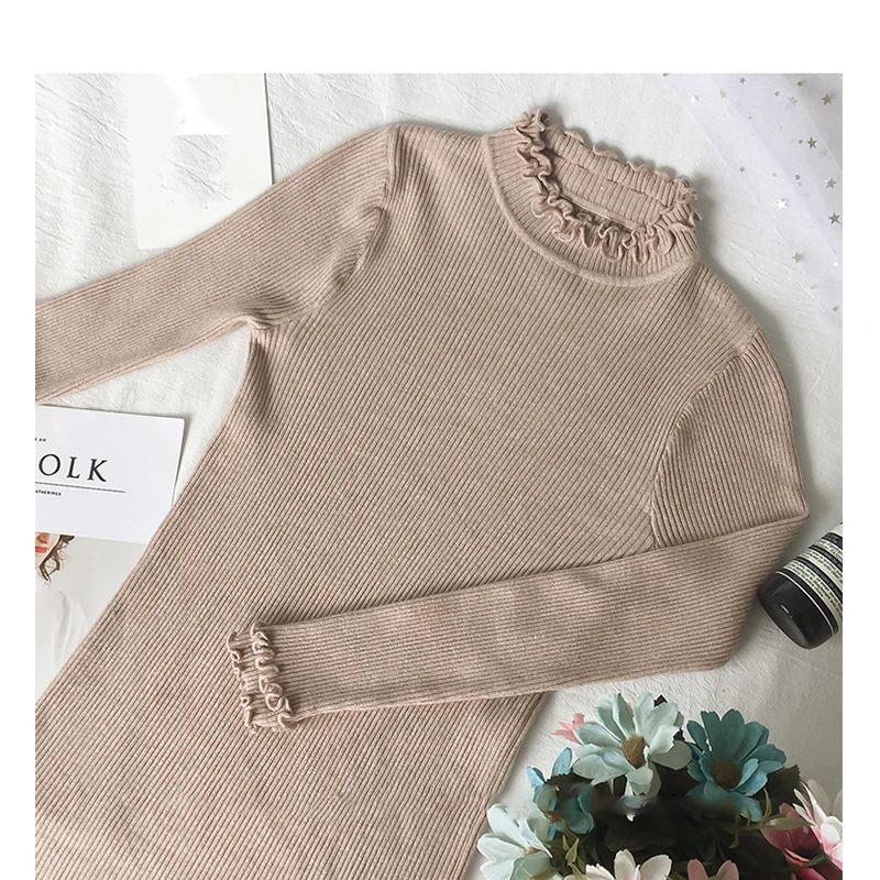 

Autumn 2018 knitwear women's wear Korean version Semi turtleneck long sleeve undershirt knitted sweater