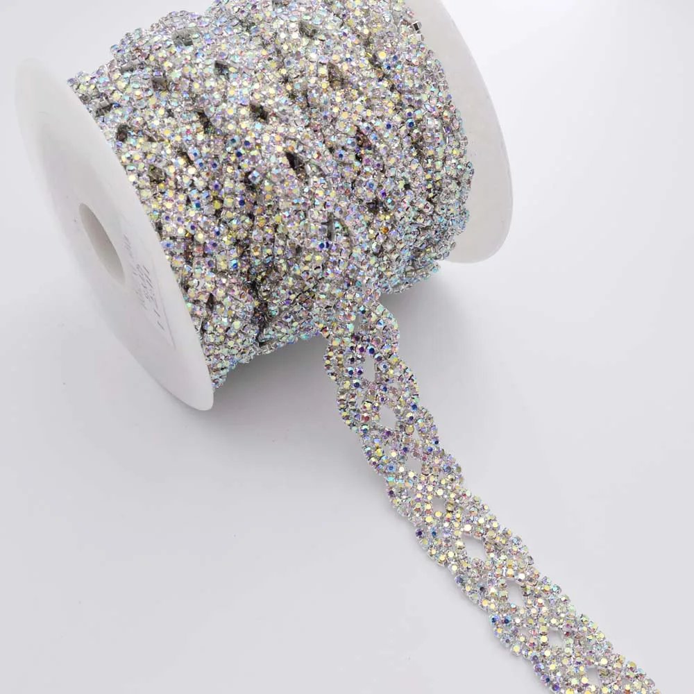 10 ярдов/партия блестящее прозрачное стекло AB женские свадебные стразы шьют на