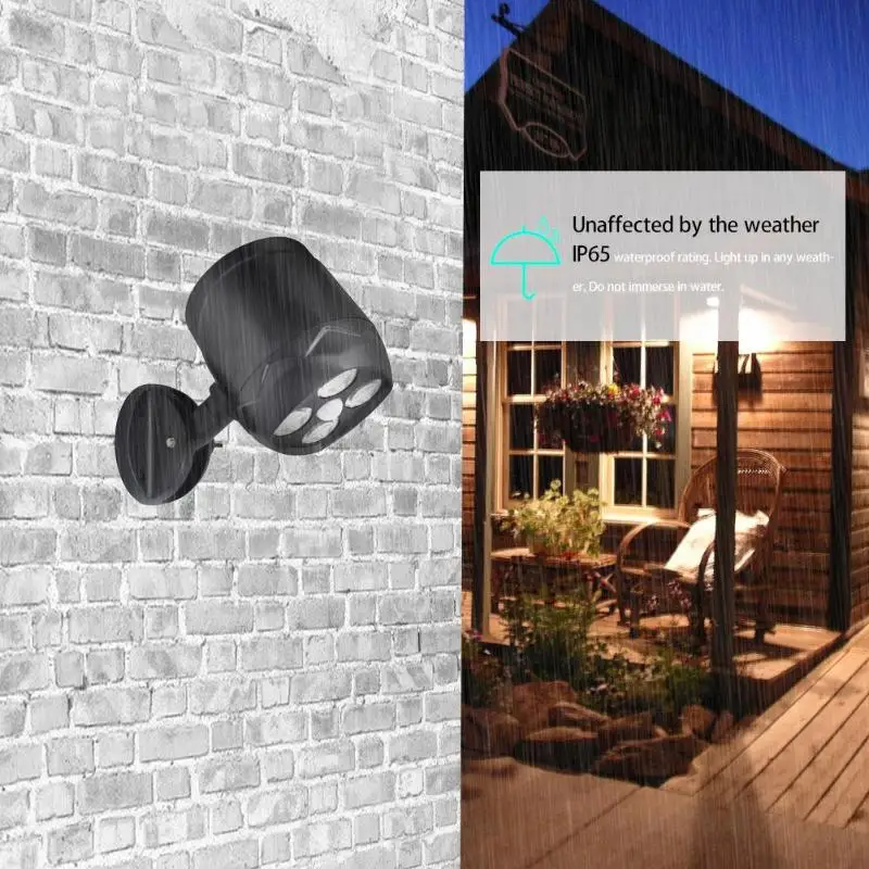 4LED Motion Sensor Spotlight Waterproof Garden Wall Light Street Security Lamp