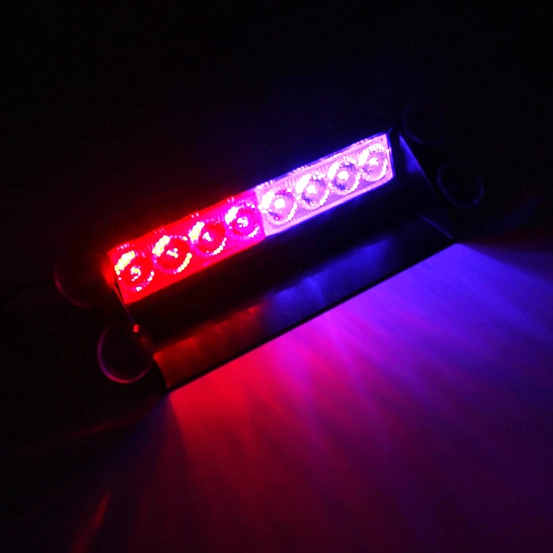 Tak Wai Lee 2X8 LED 3 Mode Strobe Flash Warning Light External Car Styling Red Blue Source Fireman Police Beacon Emergency Lamp |