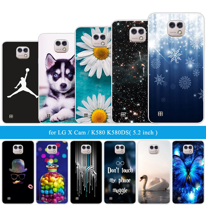 5.2&quot For LG X cam Phone Case Luxury Fundas for Cam K580 K580DS Coque Soft Silicone Lg x Cases Funny Cat Back Covers |
