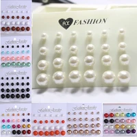 12 pairs colorful simulated pearl earrings set for women jewelry accessories simple mixed color piercing ball stud earrings kit
