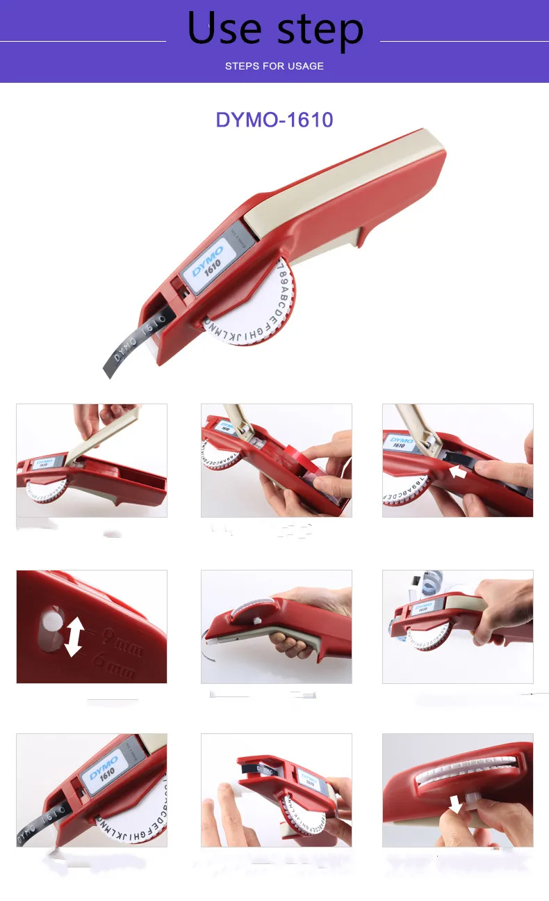 Этикетки Ленточные от dymo 3d 1610 3 pz смешанные Черные красные и синие 9 мм пластиковые