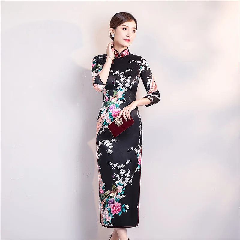 Cheongsam Dress Long Qipao Fashion Print Wedding Party Dresses For Women Traditional Oriental Clothes Ladies Wear S-6XL DNV11137 |