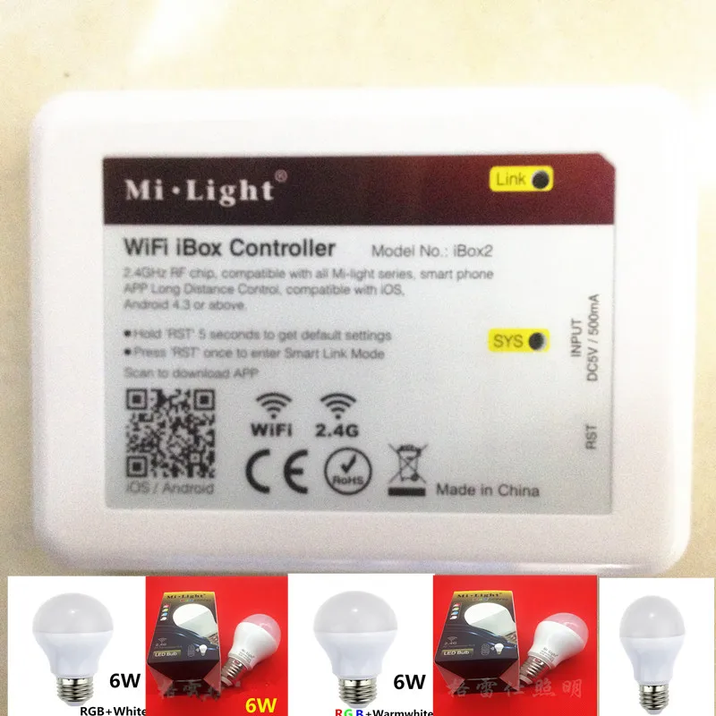 Mi Light iOS Android wifi контроллер ibox 110V 220V E27 6W RGBW (RGB + холодный белый) 2 4G Wifi умная