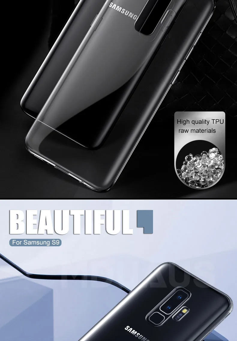 Ультратонкий Мягкий Прозрачный чехол из ТПУ для samsung Galaxy S9 S8 S10 Plus S10e S7 Edge Note 8 9 прозрачный силиконовый чехол для телефона s