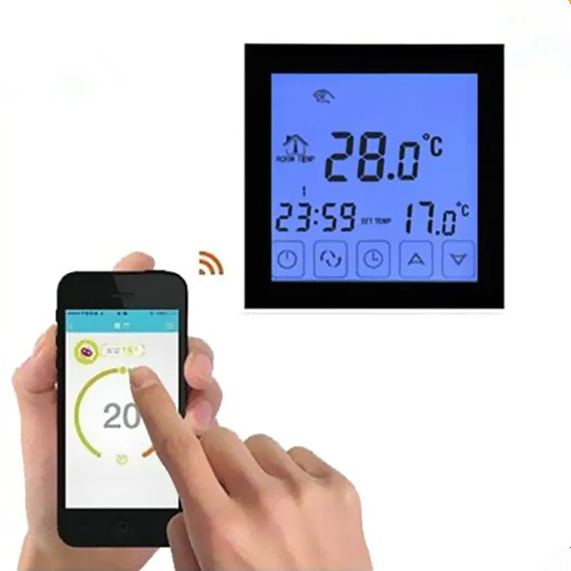 Черный/белый умный термостат WiFi Android и iOS контроль приложений Еженедельный