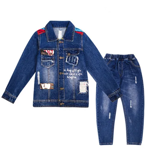 2pcs Boys Outerwear &amp Jeans Clothing Set Boy Denim Jacket Pants for 5 6 7 8 9 10 12 Year Old 2022 Kid Clothes 185006 | Детская одежда
