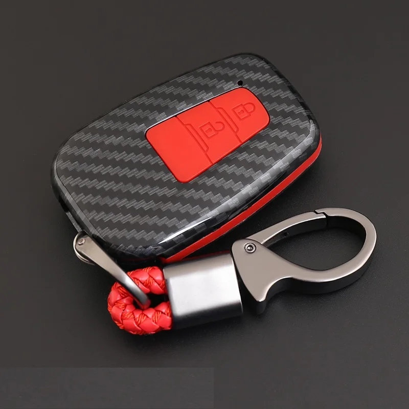 2Button Carbon Red Углеродное волокно ABS интеллектуальный пульт дистанционного управления брелок, чехол для ключей в виде ракушки для Toyota CHR C-HR Prado Prius Camry Corolla RAV4 2/3/4 кнопки - Название цвета: 2Button Carbon Red