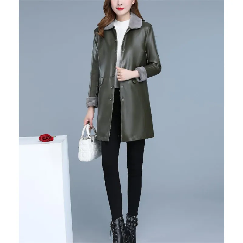 Черная кожаная куртка для женщин 2020 зимние куртки большого размера одежда XL 5XL