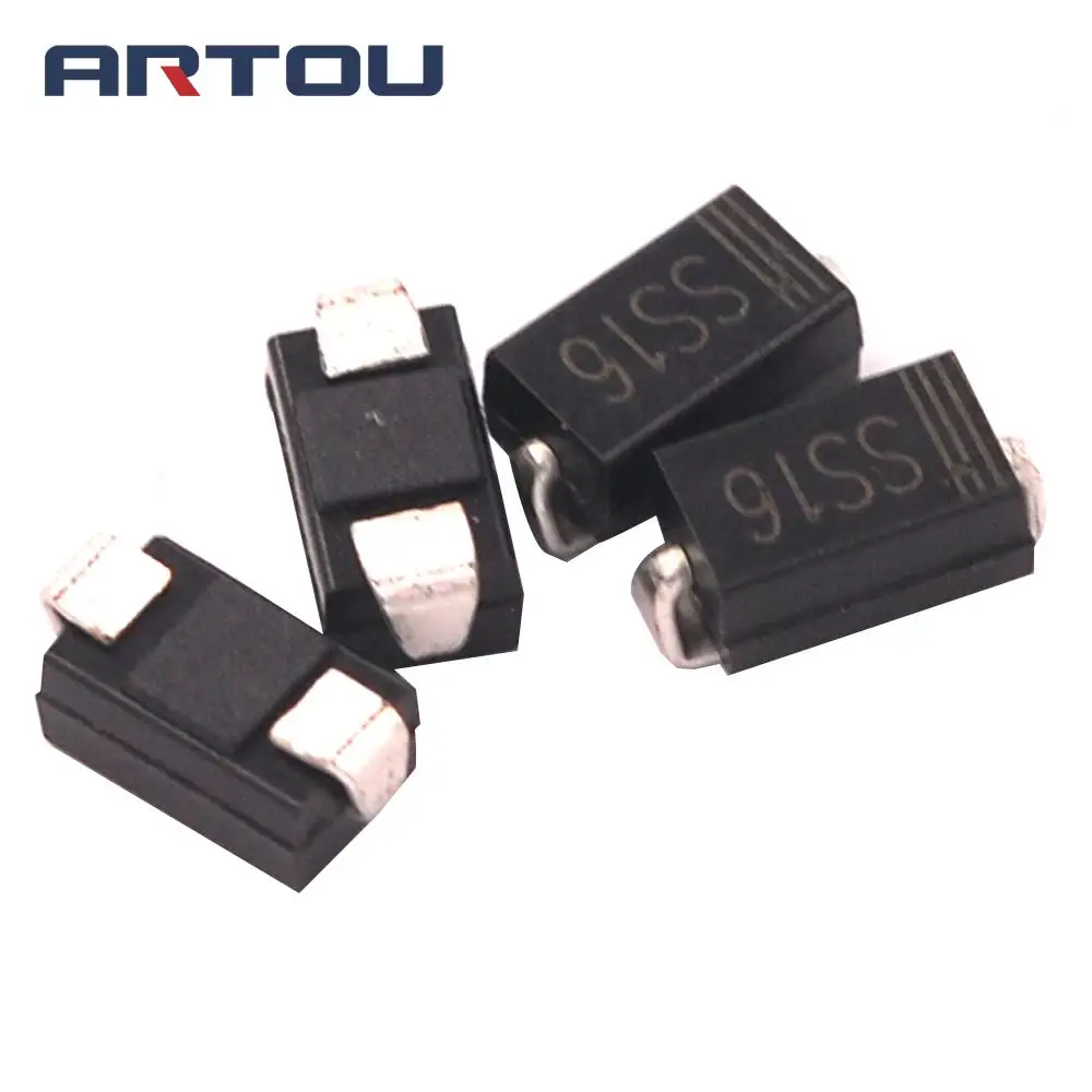 100 шт. SS16 SMD Schottky барьер Выпрямитель Диод 1A 60V DO 214AC SMA|ss16 smd|diode 1arectifier diode |