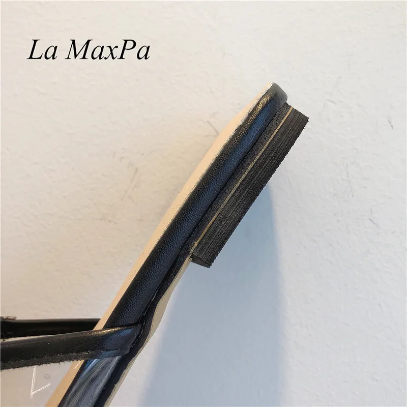 Женские туфли без задника с квадратным носком прозрачные в горошек на плоской