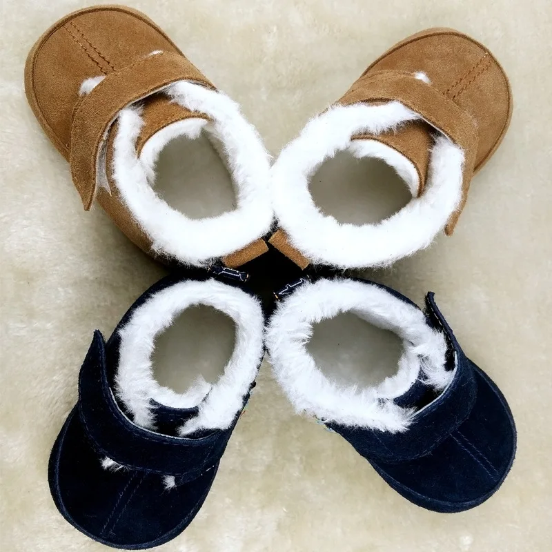 Новинка 2020 зимние теплые ботинки с мехом детские мокасины из натуральной кожи