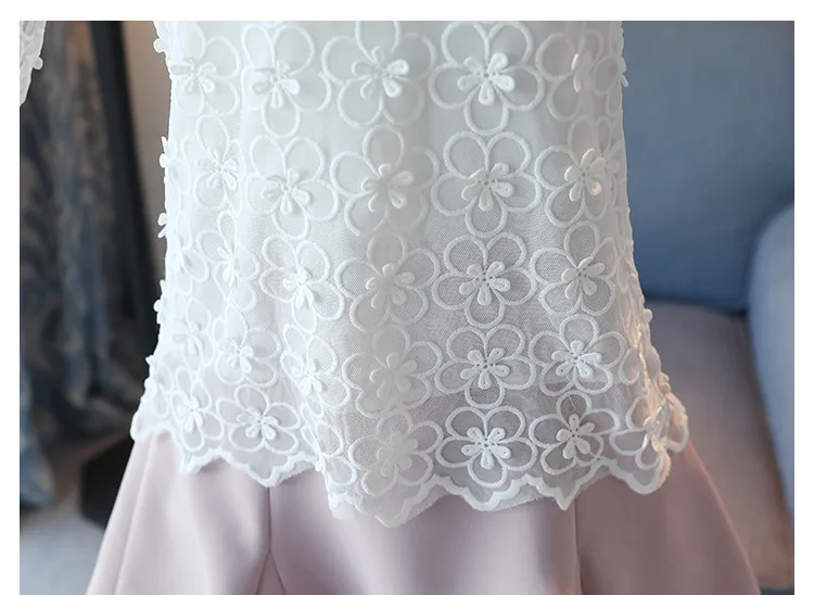 Стереоскопическая вышивка элегантное цветочное кружевное блузка рубашка Для