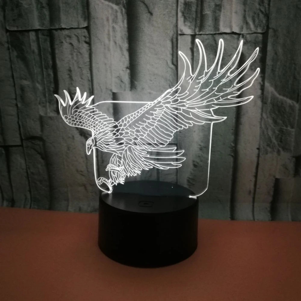 3D LED Орел ночник в форме животного USB прикроватная Спальня настольная лампа