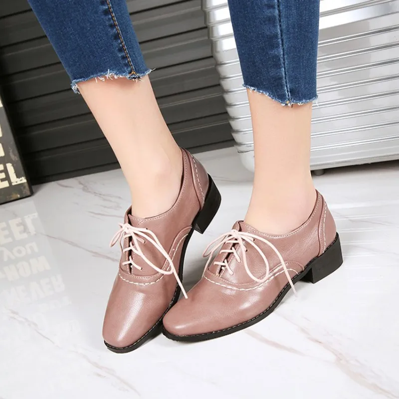 size 34-43 Spring Autumn Soft Leather Oxford Shoes Women Flats New Fashion Lace Up Casual Moccasins Loafers Ladies zapatos mujer
