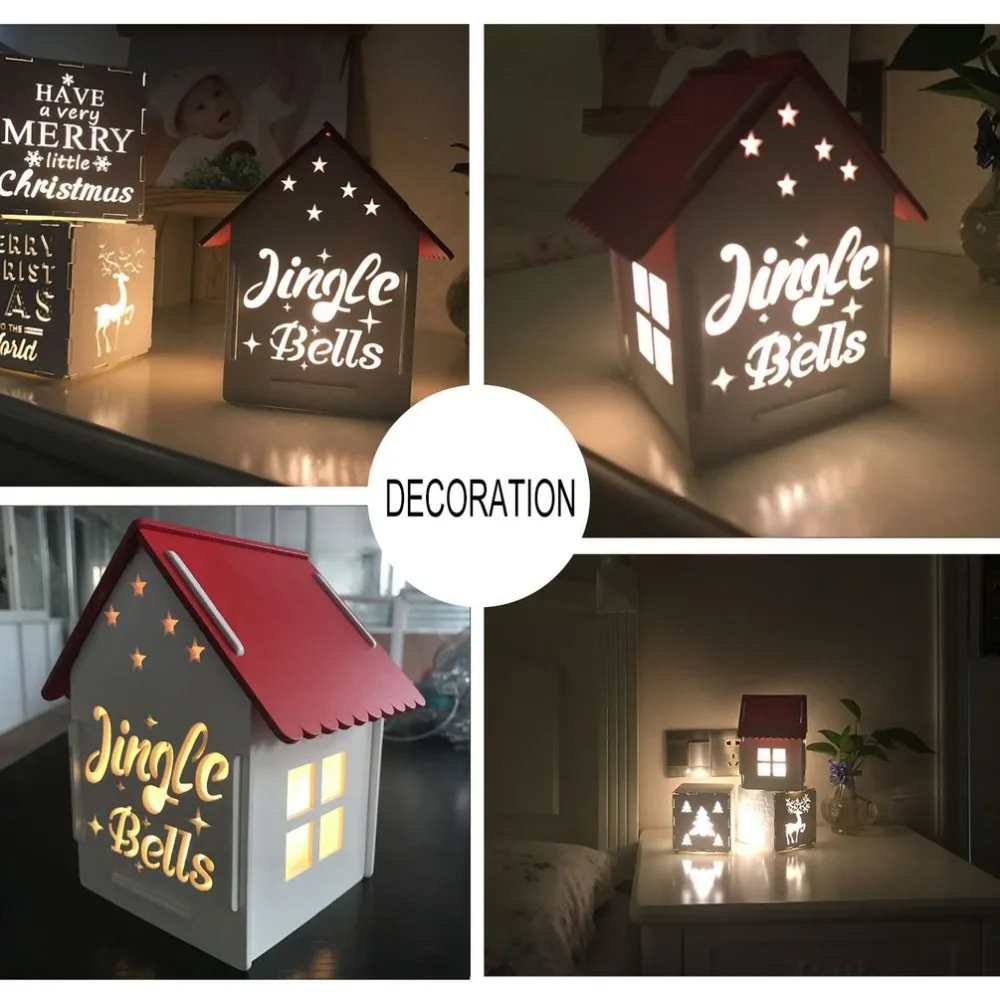 Wooden House NightLlight Square Wood box Room Decor String Lamp Wedding Party Holiday Fairy Lights Novelty |