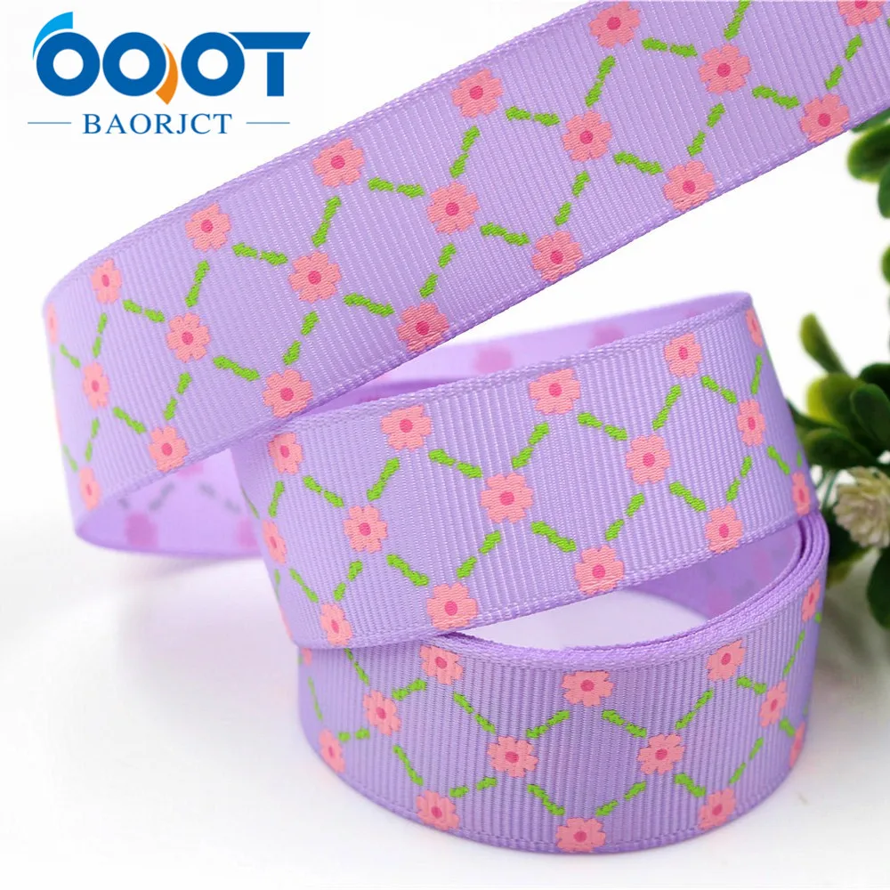 OOOT BAORJCT 177014 22 мм 10 ярдов ленты с цветами термопечать grosgrain Свадебные аксессуары DIY