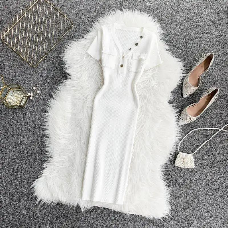 2019 новые модные женские платья ретро темперамент карманы Талия тонкий с коротким