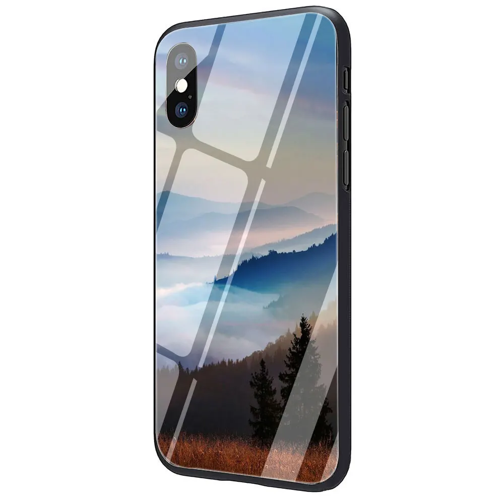 G8 Чехол для телефона с изображением леса облака из закаленного стекла для iPhone 11 Pro 6 6S Plus 7 8 Plus X XS XR XS Max - Цвет: G8