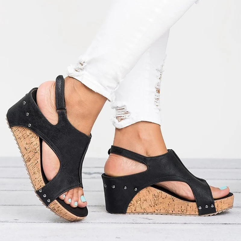 Женские сандалии на платформе Летние кожаные танкетке|Боссоножки и сандалии| |