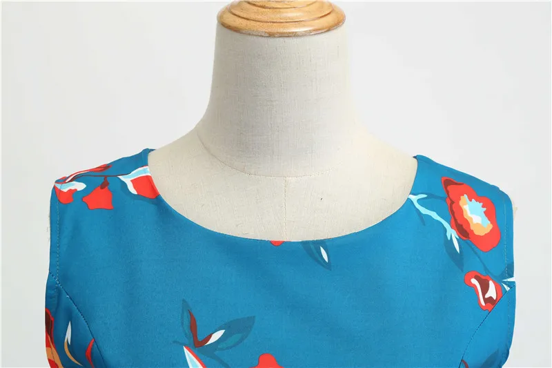 Vestidos, женские летние платья, без рукавов, круглый вырез, цветочный принт, винтажное платье, элегантная булавка, вечернее платье рокабилли, женское платье