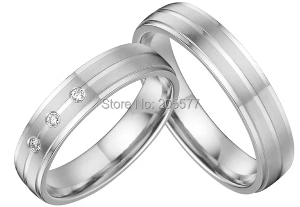 

custom health titanium silver color wedding band engagement ring sets pair