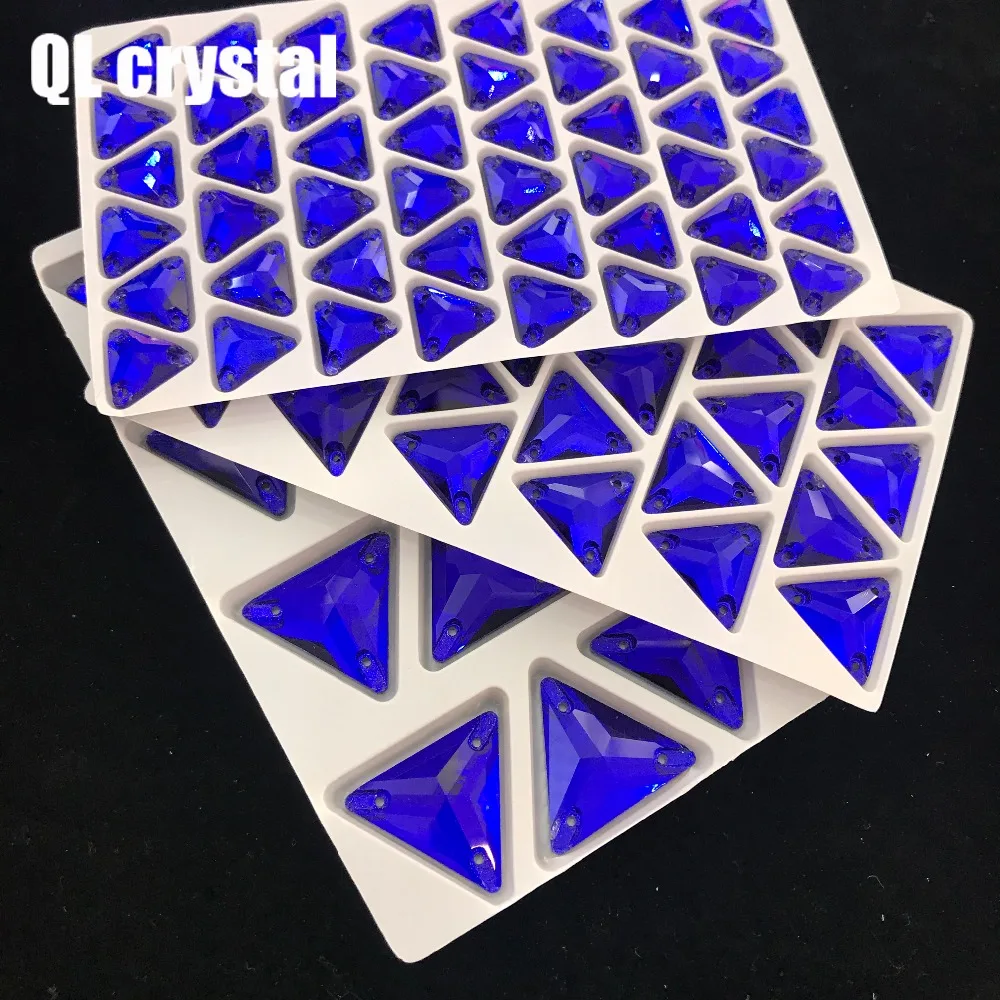 QL хрустальные ювелирные изделия синий треугольный пришивной кристалл для