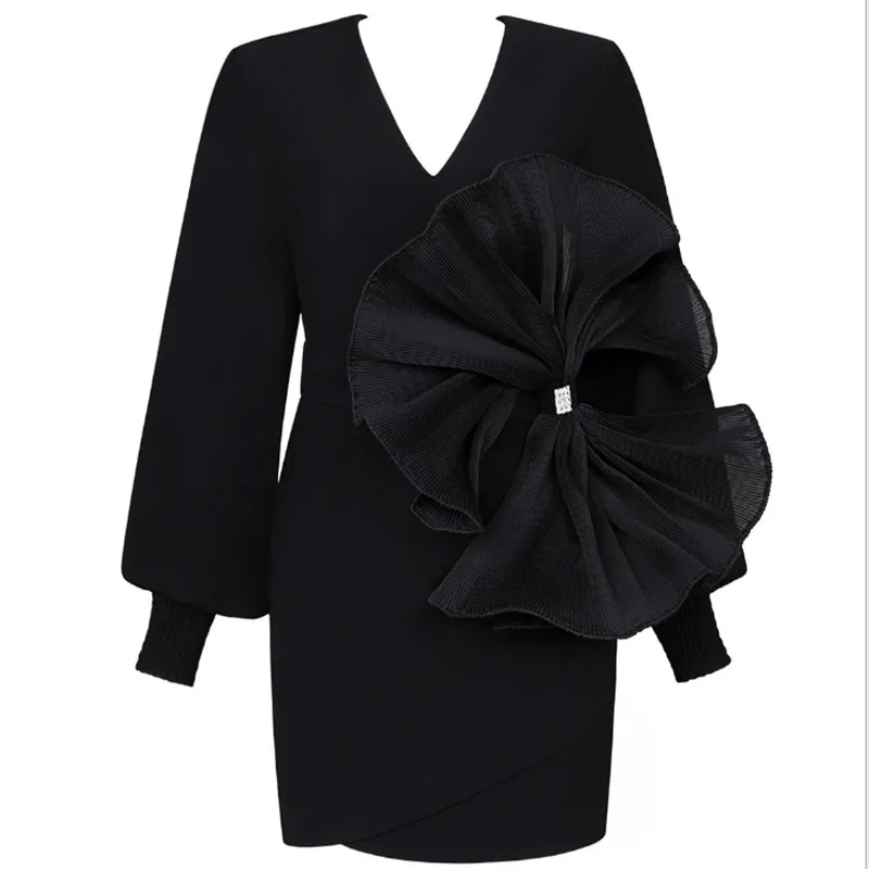 2019 Elegant Mini Dress Sexy Celebrity Dow Full Retro Women Fashion V Neck Night Club Temperament Body con Dresses Wholesale | Женская