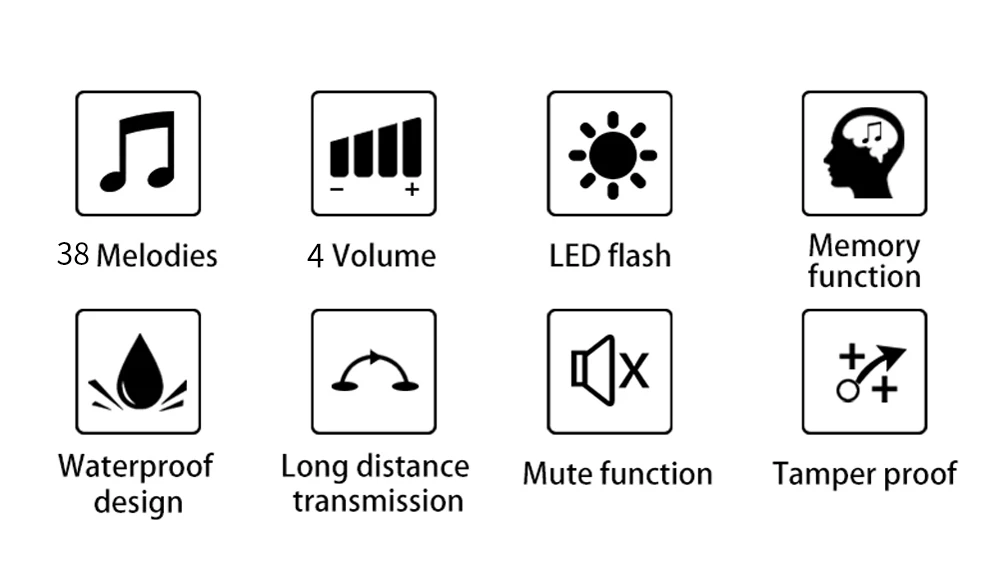 CACAZI Smart Wireless Doorbell Waterproof 2 Button 4 Receiver US EU UK AU Plug LED Light Home Welcome Door Bell Calling Chime