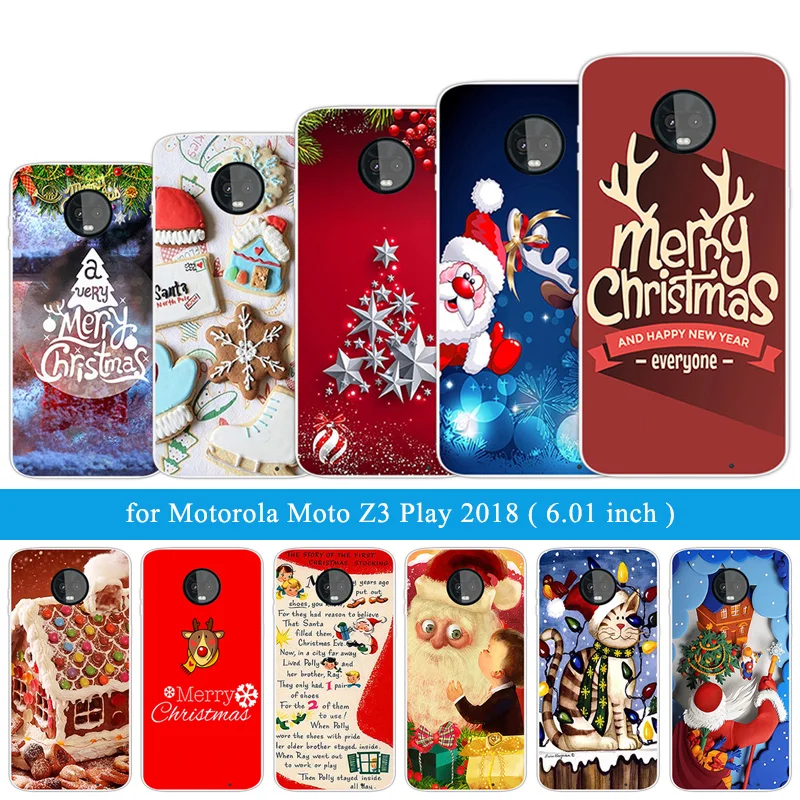 Для Motorola Moto Z3 Play 2018 мягкий силиконовый Рождественский чехол с ночным мотивом для