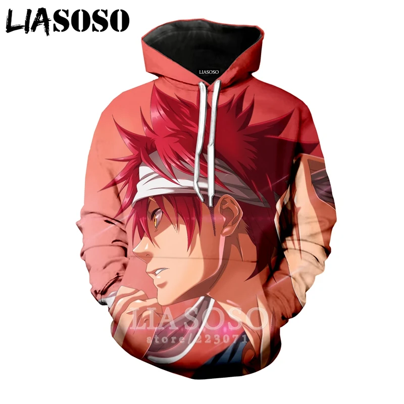 LIASOSO зимний модный Мужской Женский свитшот с 3D принтом аниме Shokugeki no Soma толстовка