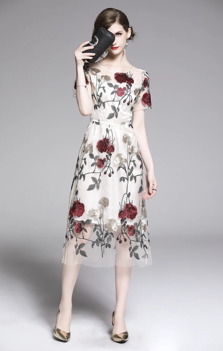 H Han queen европейской и американской моды платье феи для женщин вышивка цветочный цветок платья для особых случаев бальное vestidos