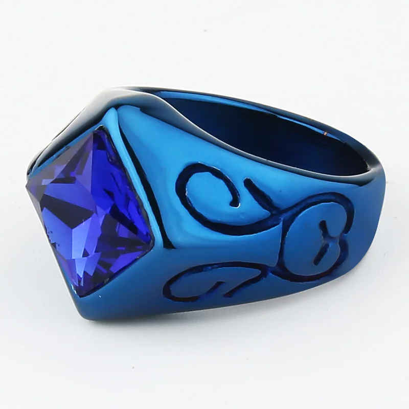 Мужское и женское кольцо из нержавеющей стали с синим/Кремовым кристаллом |