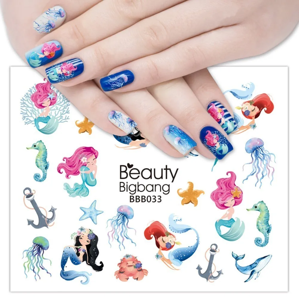 BeautyBigBang Русалка стикер для дизайна ногтей морская звезда изображение маникюрный