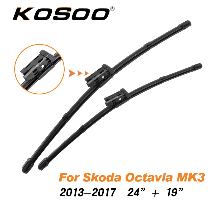 Octavia MK3 2419 KOSOO для Skoda Octavia MK1 MK2 MK3 A5 A7 Fit Кнопочный/боковой штырь/J крюк ручки модель год от 2000 до Авто щетки стеклоочистителя - Цвет: Octavia MK3 2419
