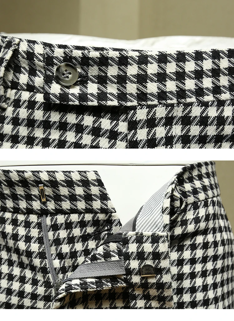 Мужская одежда брюки формальные Бизнес slim fit мода уличная костюм в черно-белую клетку Брюки Свадьба жениха одежда подарок на день отца 36