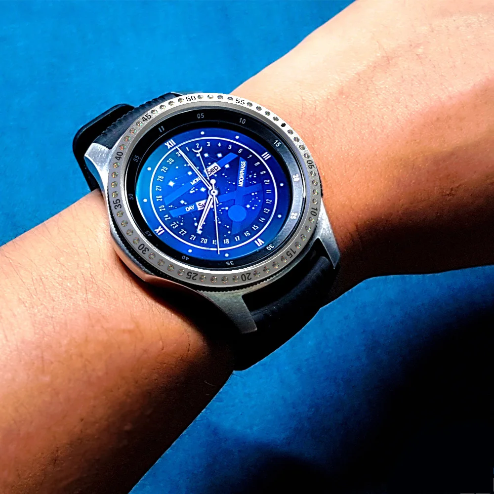 Роскошное стальное кольцо с бриллиантами для samsung Galaxy Watch, ободок 46 мм/42 мм/gear S3, антицарапина, металлическая клейкая крышка, аксессуары