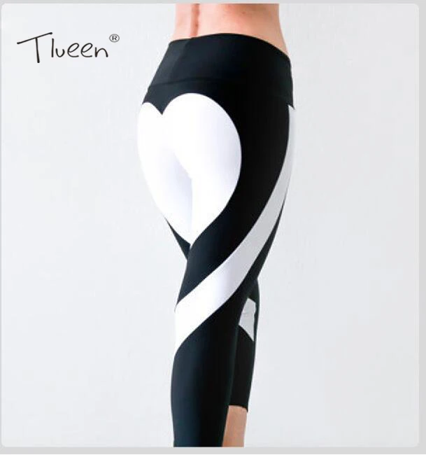 Heart Pattern Mesh Splice Legging Harajuku Athleisure Fitness Clothing Sportswear Elastic Sporting Leggings Women Pants 2017 | Женская