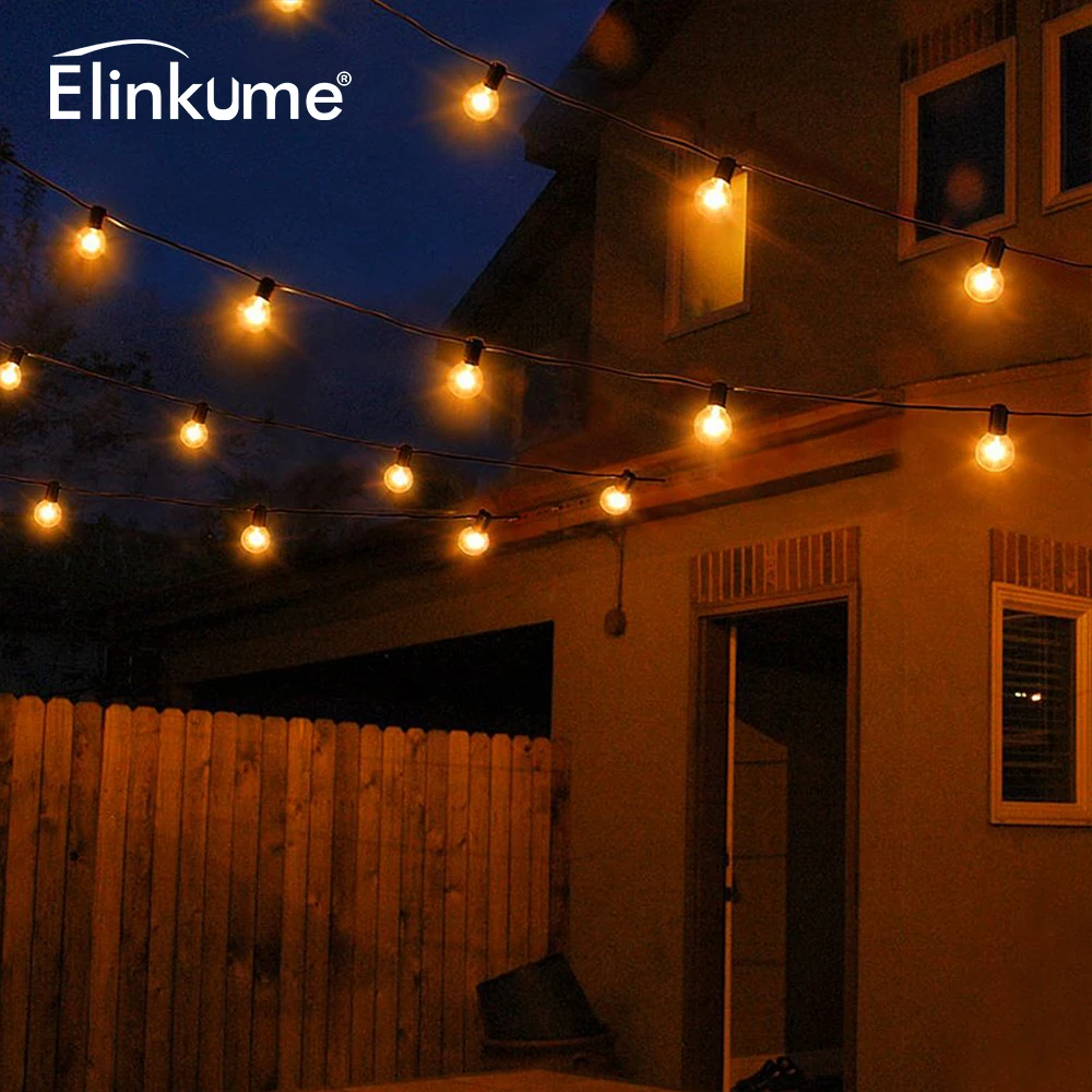 Elinkume 25LED гирлянда 5 м Tungste стеклянная лампа садовые фонари задний источник питания