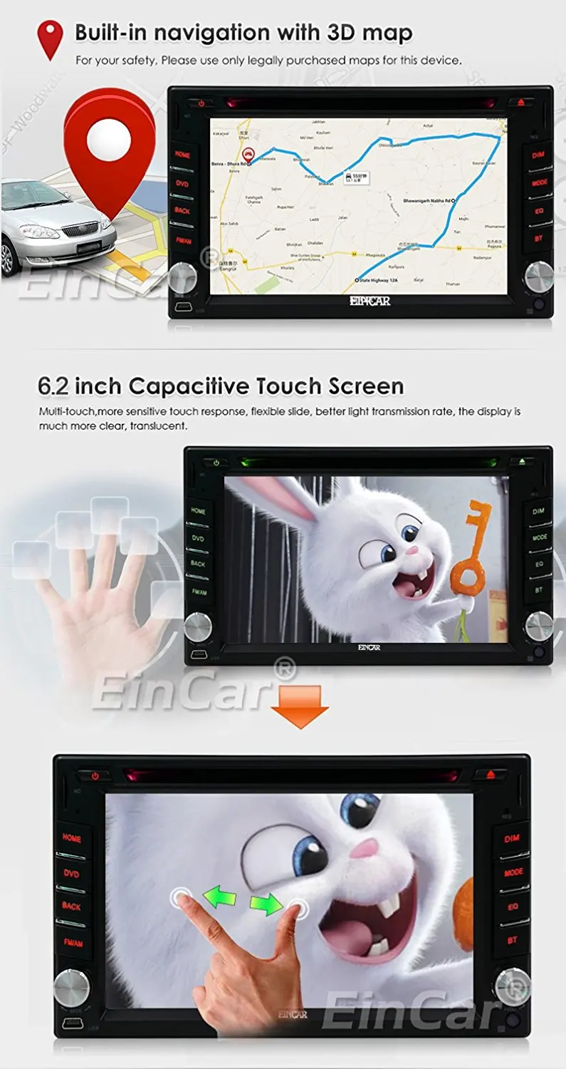 Android 5.1.1 двойной ДВА 2 Дин DVD CD-плееры GPS Wi-Fi Bluetooth Радио емкостный Сенсорный экран