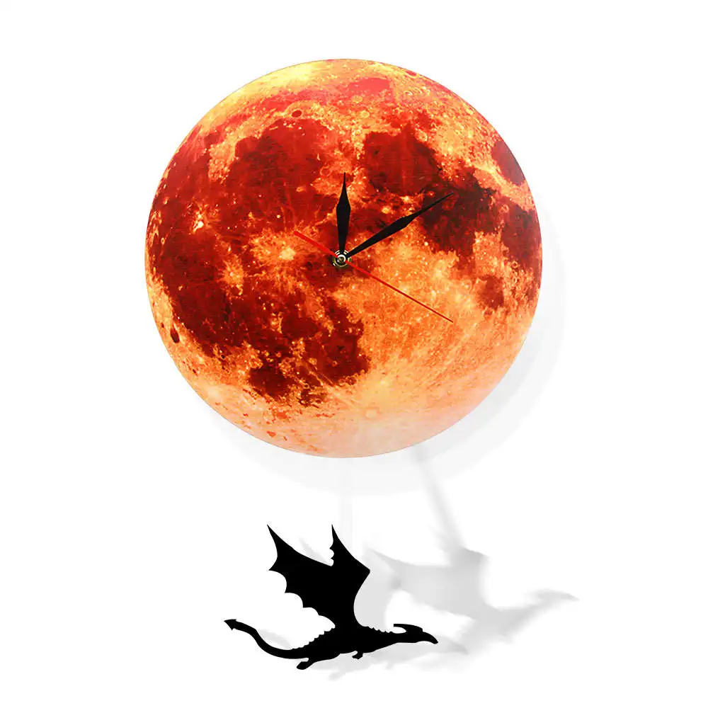 

1Piece Golden Moon Wall Clock Watches Swinging On The Moon Space Pendulum Wall Clock With Difference Kinds Of Swinging Pendulum