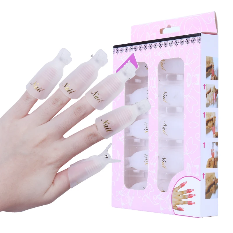 10 шт пластик дизайн ногтей замочить колпачок зажим для пальцев розовый цвет