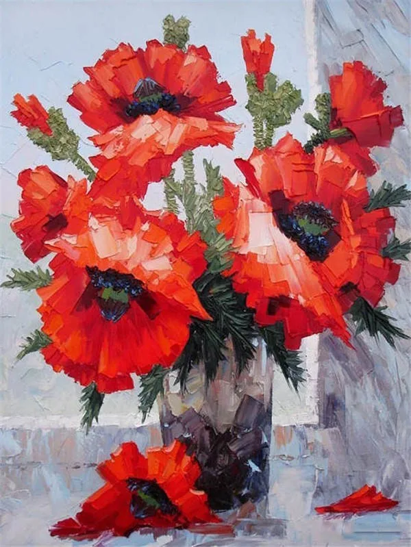 Алмазная вышивка huacan Flowers полная дрель квадратная/круглая Алмазная картина цветок мака Стразы Алмазная мозаика вышивка крестиком - Цвет: 8076